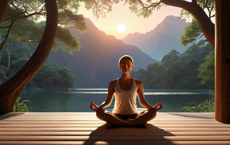 **

Prompt: A person peacefully meditating, illuminated by the soft glow of a smartphone displaying a meditation app interface. Background depicts a serene natural scene, suggesting relaxation and mindfulness. Include Headspace, Calm, or Insight Timer logo subtly.

**
