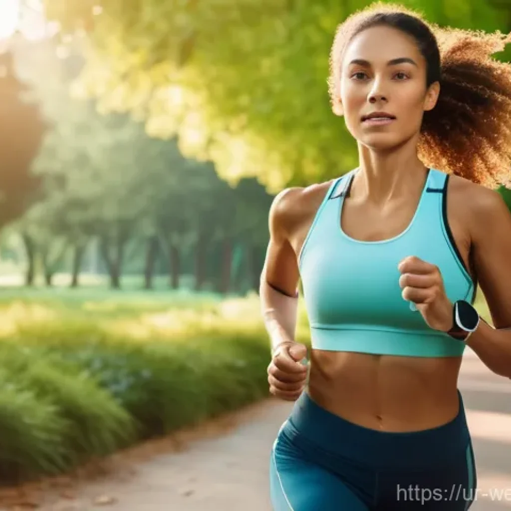 스마트 건강 관리의 미래 전망 - **Prompt: "A young, fit woman in her late 20s, wearing stylish athletic wear (including a sports bra...