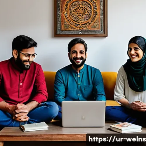 온라인 커뮤니티와 웰니스  집단의 힘 - A diverse group of Urdu-speaking adults engaging in a warm and supportive online mental health suppo...